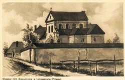 Lubieszow. Street scene with catholic monastyr
